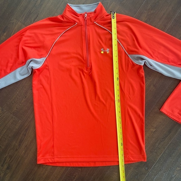 UNDER ARMOUR UA Tech Running Quarter Zip Pullover Orange Grey Performance Medium - Picture 10 of 11